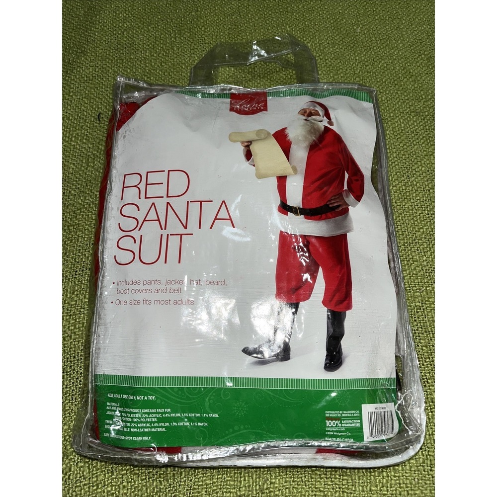 Men's 6-Pc Flannel Santa Claus Christmas‎ Costume Suit, one size , cosplay